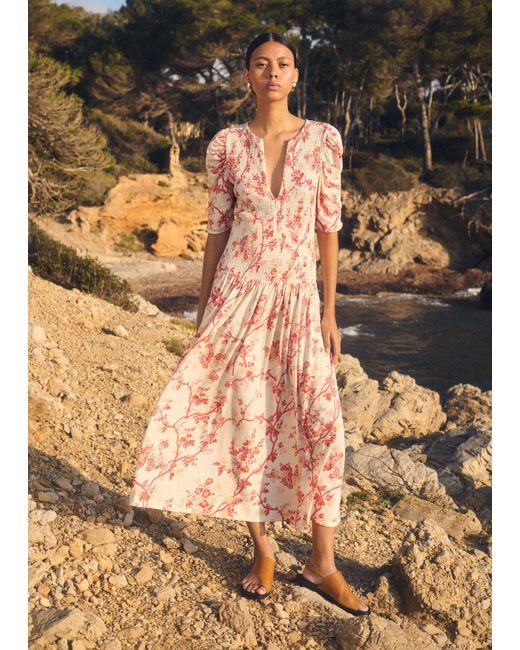ME+EM Women's Modern Botanical Print Maxi Dress