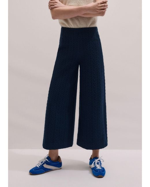 ME+EM Blue Textured Crop Pant