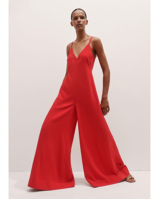 ME+EM Red Wide Leg Jumpsuit + Silk Top