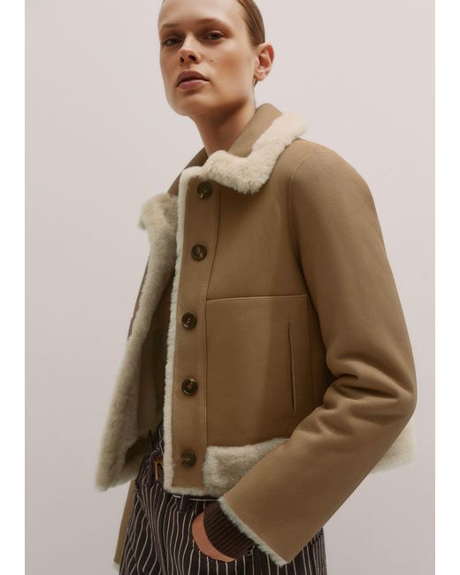 ME+EM Natural Reversible Shearling Bomber Jacket