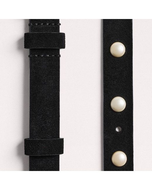 ME+EM Black Faux Pearl Stud Belt
