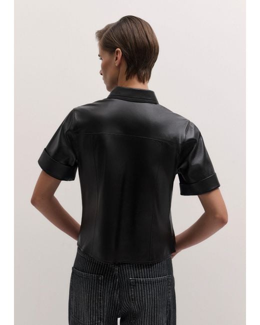 ME+EM Black Straight Leather Shirt