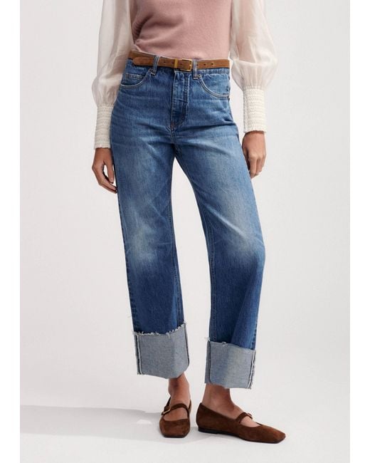 ME+EM Blue Authentic Relaxed Deep Turn-Up Jean