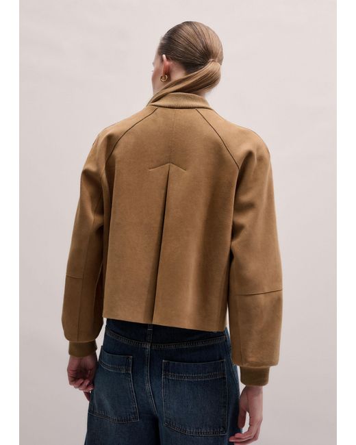 ME+EM Brown Luxe Bonded Swing Jacket