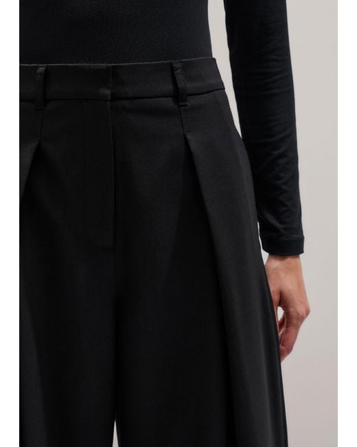 ME+EM Black Exaggerated Tapered Pleat Trouser