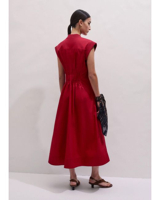 ME+EM Red Sporty Knit Trim Detail Midi Dress