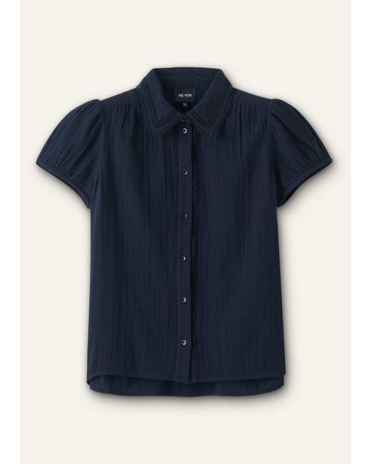 ME+EM Blue Cheesecloth Cap-Sleeve Blouse