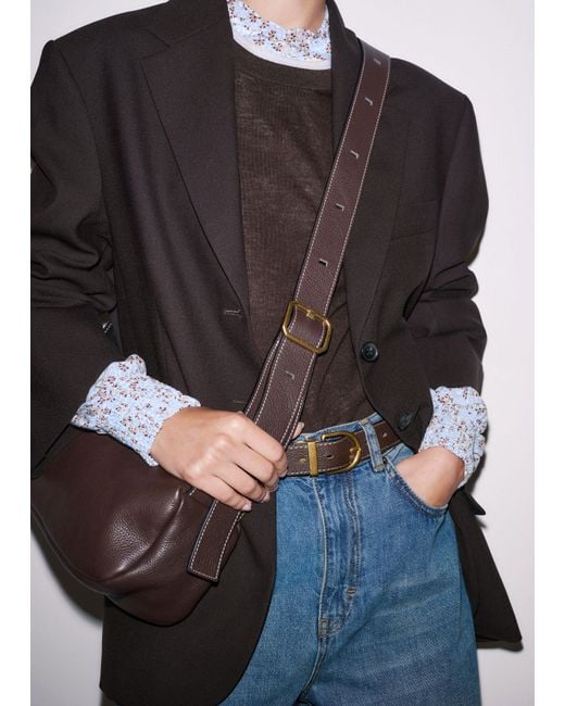 ME+EM Blue Scallop Daisy Print Trim Detail Blouse + Tie