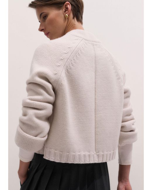 ME+EM Natural Chunky Wool Cotton Knit Bomber
