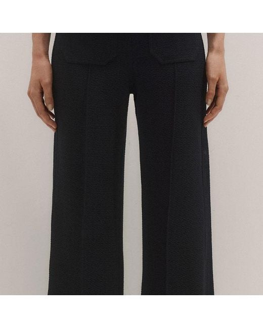 ME+EM Black Textured Patch Pocket Subtle Flare Trouser