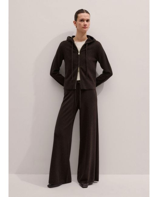 ME+EM Multicolor Cashmere Wide Leg Knit Trousers Warm Chocolate Melange