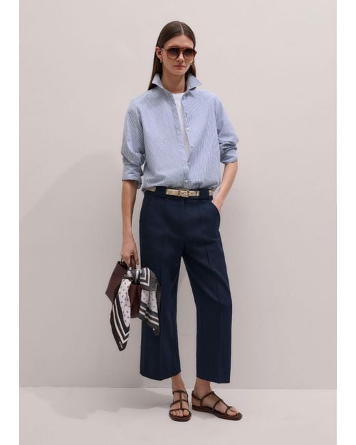 ME+EM Blue Straight Crop Pant