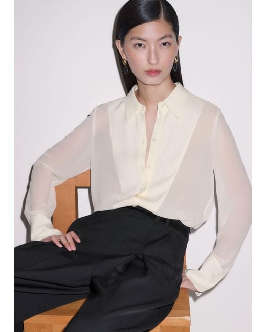 ME+EM Natural Evening Sheer Silk Blouse