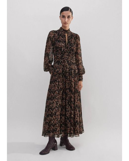 ME+EM Multicolor Shadow Berry Metallic Printed Maxi Dress