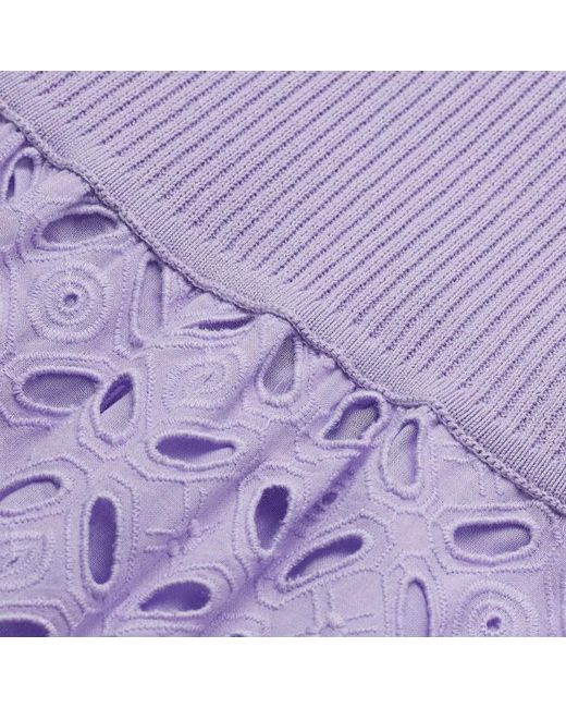 ME+EM Purple Knit + Broderie Mixed Media Midi Dress