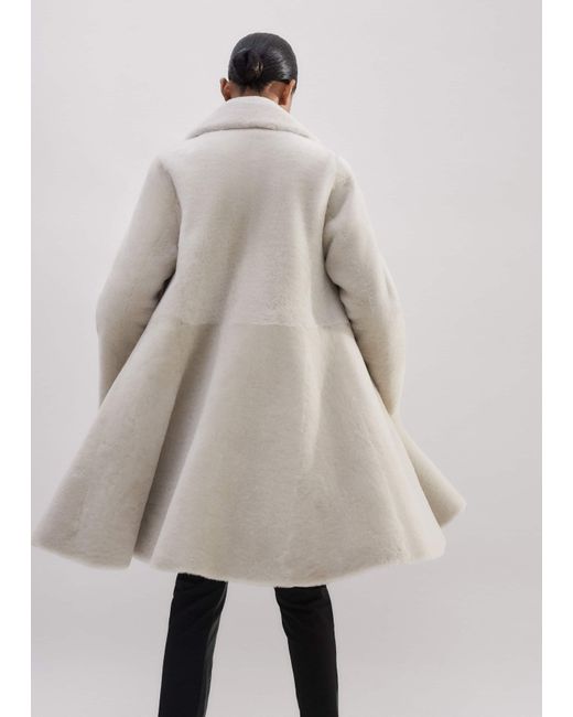 ME+EM Natural Luxe Shearling Leather-Mix Swing Coat