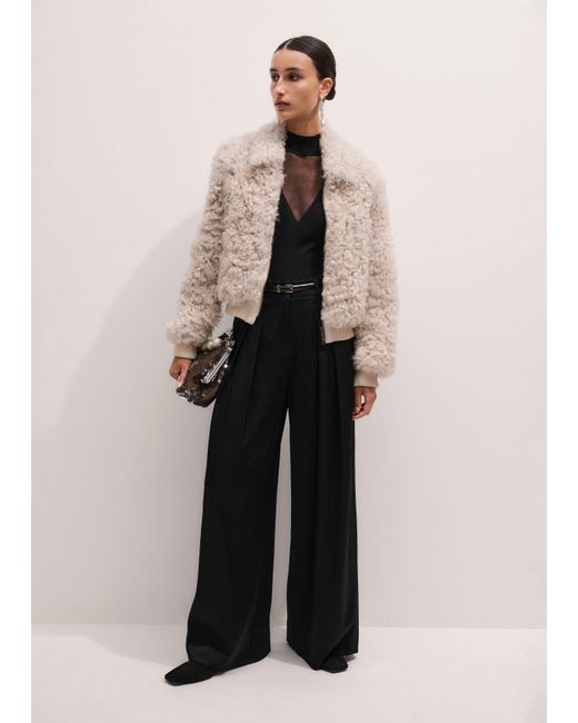 ME+EM Natural Shearling Bomber Jacket