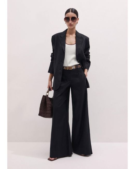 ME+EM Blue Crease-Less Linen Deconstructed Lightweight Summer Blazer