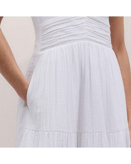 ME+EM Natural Cheesecloth Fit And Flare Maxi Dress