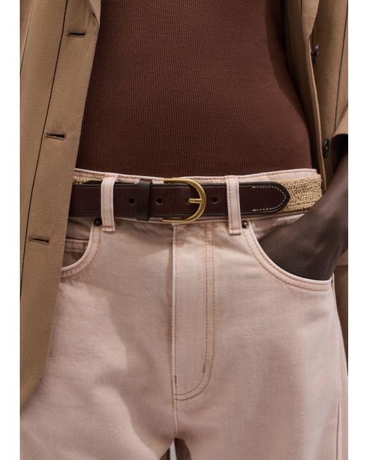 ME+EM Multicolor Round Raffia Belt