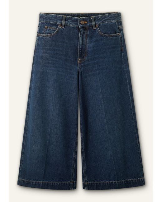 ME+EM Blue Crease Front Denim Culotte