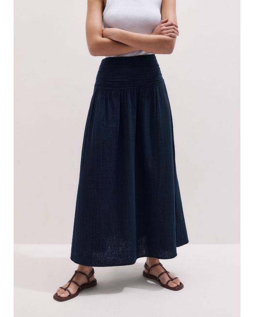ME+EM Blue Cheesecloth Maxi Skirt