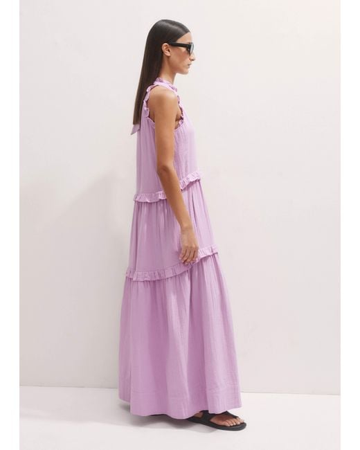ME+EM Pink Cheesecloth Frill Full-Length Dress Sherbet