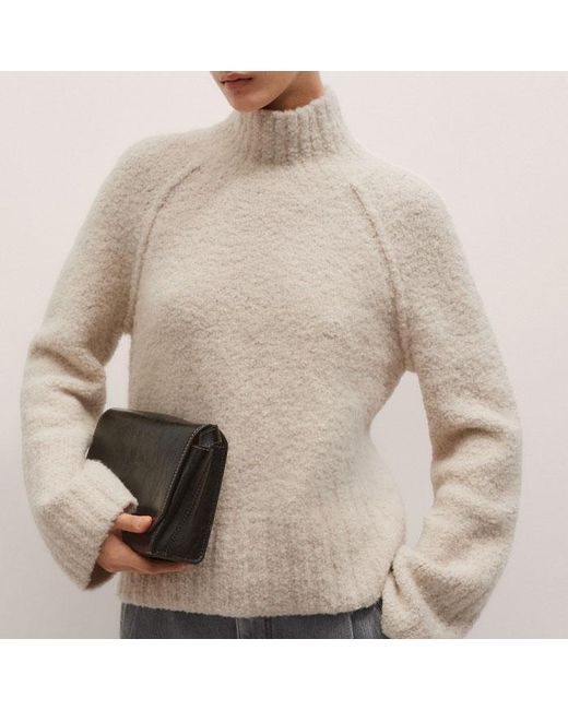ME+EM Natural Relaxed High Neck Bouclé Jumper