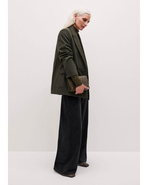 ME+EM Green Town To Country Relaxed Pinstripe Blazer