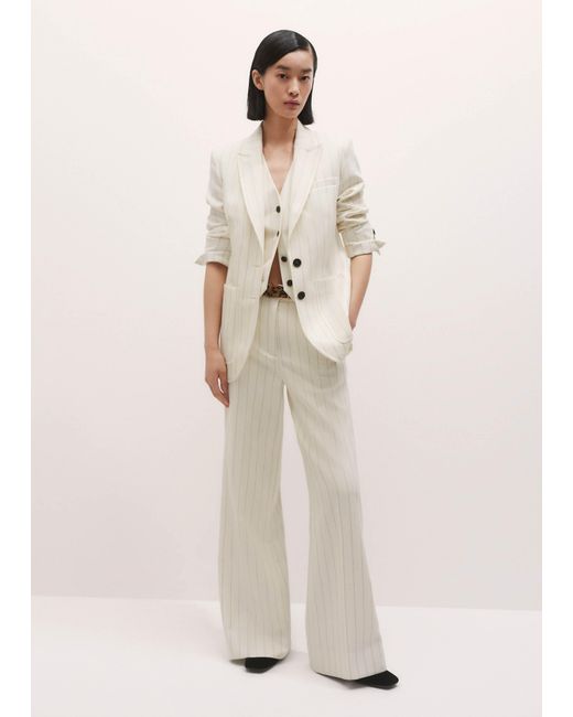 ME+EM Natural Metallic Pinstripe Contour Blazer