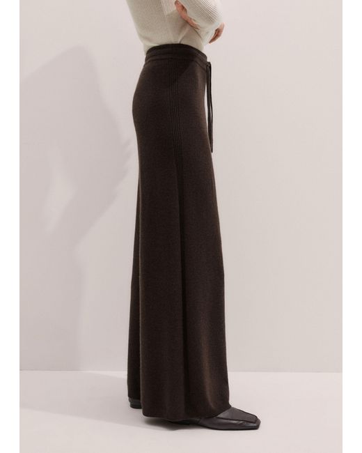 ME+EM Multicolor Cashmere Wide Leg Knit Trousers Warm Chocolate Melange