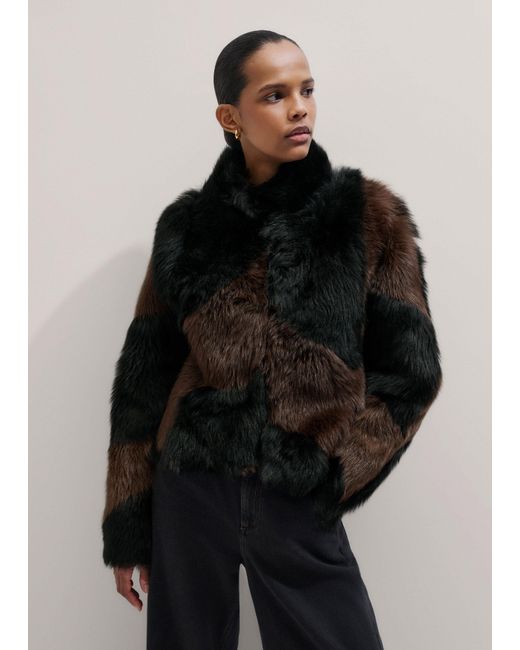 ME+EM Black Statement Patchwork Coat
