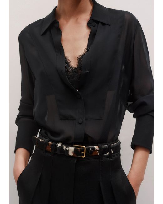 ME+EM Black Evening Sheer Silk Blouse