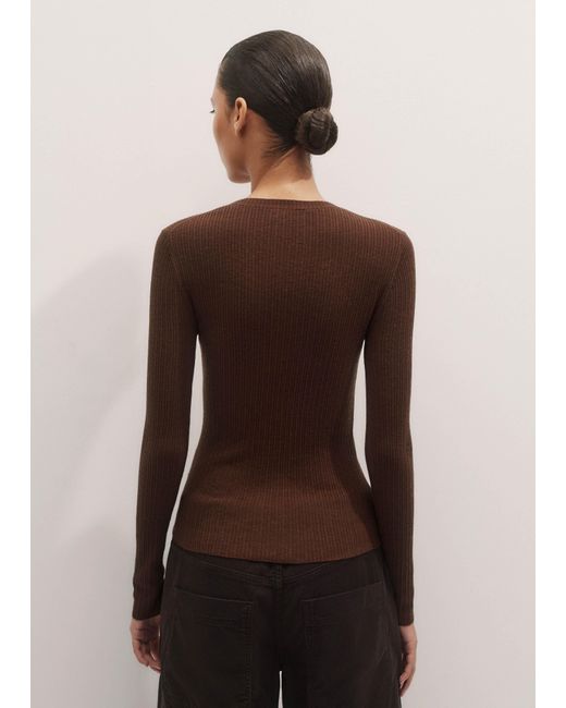 ME+EM Brown Merino Cashmere Barely There Rib Layering Jumper