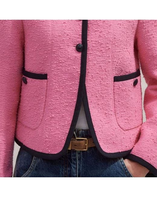 ME+EM Pink Contrast Bound Crop Jacket