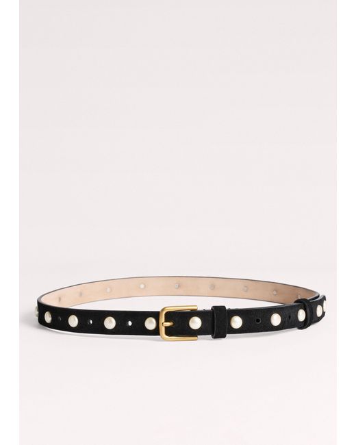 ME+EM Black Faux Pearl Stud Belt