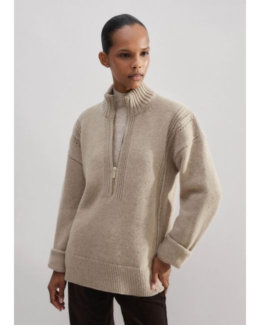 ME+EM Natural Recycled Wool Alpaca Half Zip Sweater