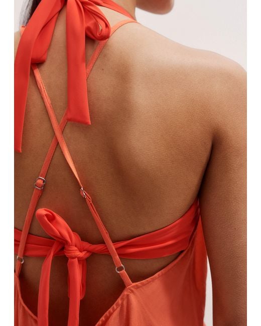 sheer halterneck maxi slip dress ME+EM Sheer Halterneck Maxi Slip Dress in Orange