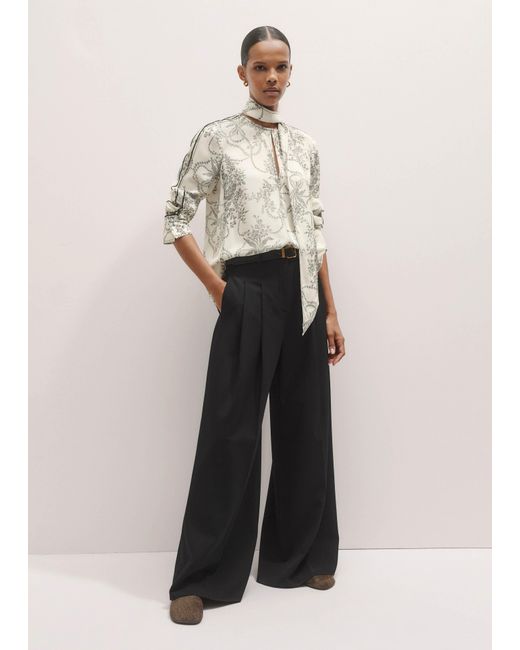 ME+EM Natural Silk Straight Blouse + Tie