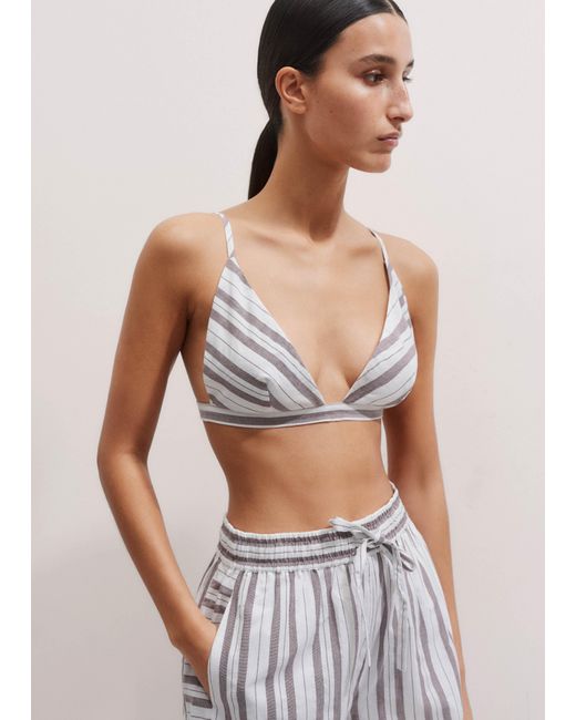 ME+EM Brown Cotton Summer Stripe Shirt Bralette