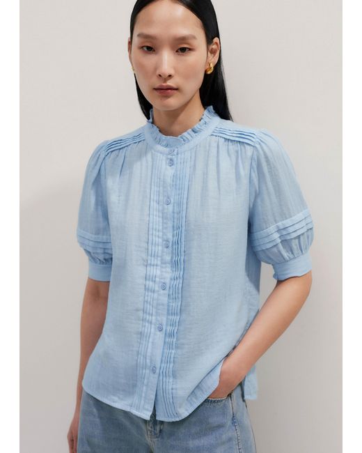 ME+EM Blue Cheesecloth Blouse
