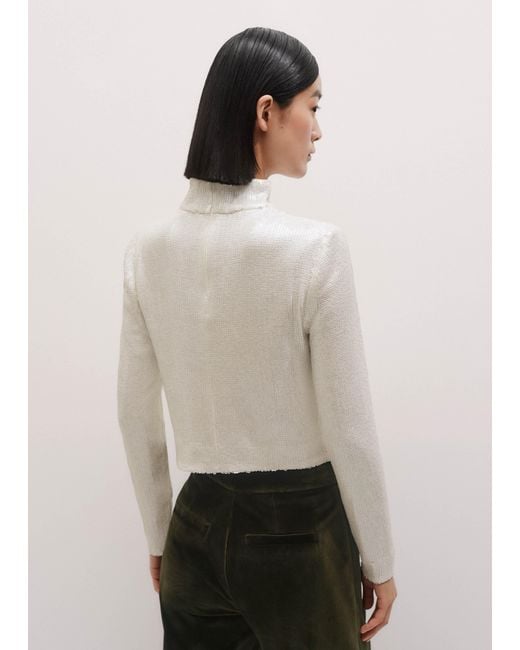 ME+EM Natural Sequin High Neck Top