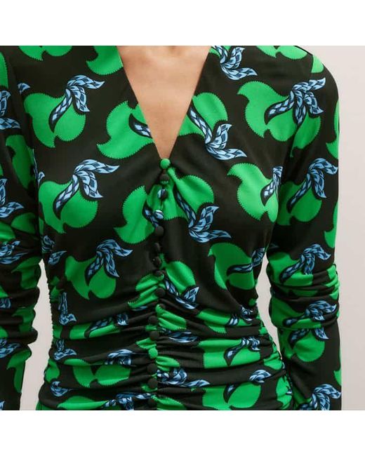ME+EM Green Crepe Birds Of Paradise Maxi Dress + Belt