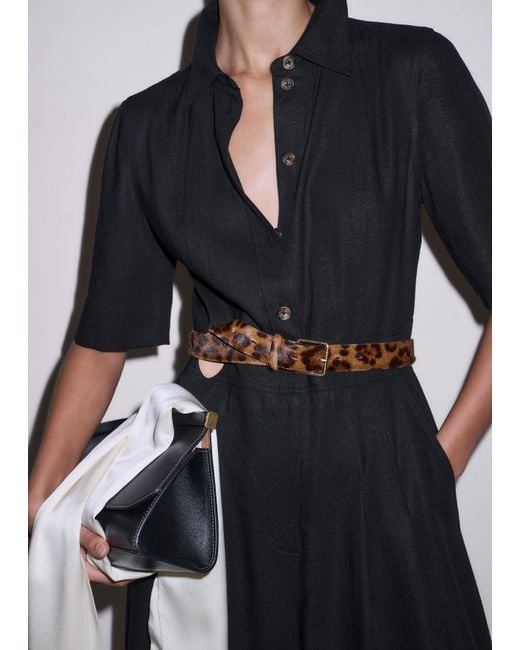 ME+EM Black Crease-Less Linen Cropped Jumpsuit + Belt