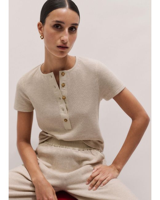 ME+EM Natural Button Down Waffle Baby Tee