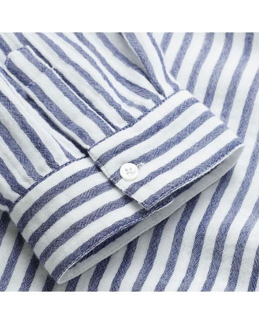 ME+EM Gray Cheesecloth Relaxed Striped Shirt