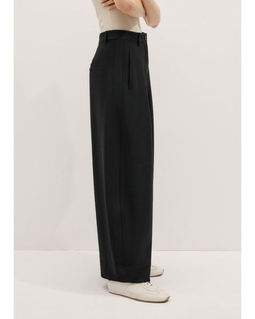 ME+EM Black Crease-Less Barrel Leg Trouser