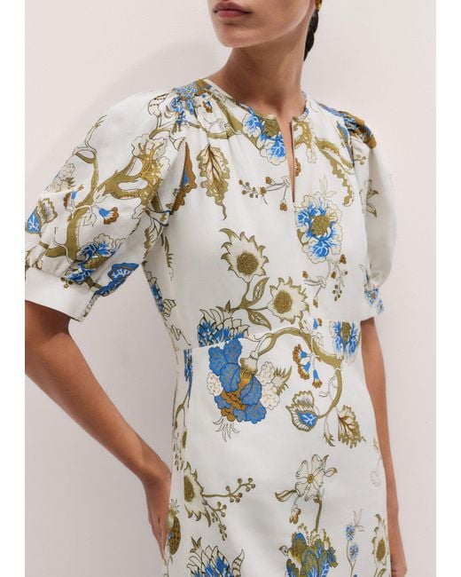 ME+EM Natural Floral Garden Print Bias Cut Maxi Dress + Cami Light Cream-Multi