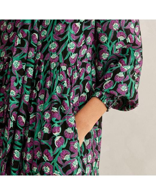 ME+EM Green Trailing Flower Print Swing Maxi Dress