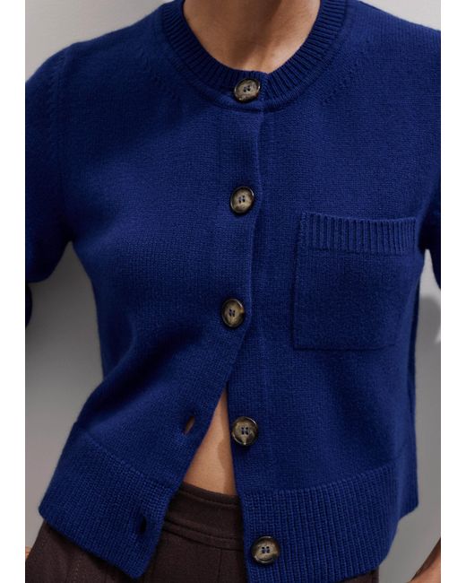 ME+EM Blue Button-Through Straight Cardigan